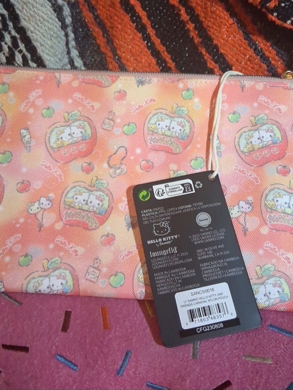 Loungefly Hello Kitty Apple Carnival Nylon Pouch NWT Sanrio